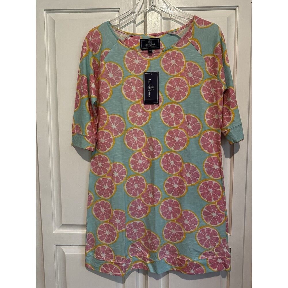 Lauren James Main Squeeze Shift Dress Size Small Citrus Grapefruit Tropical